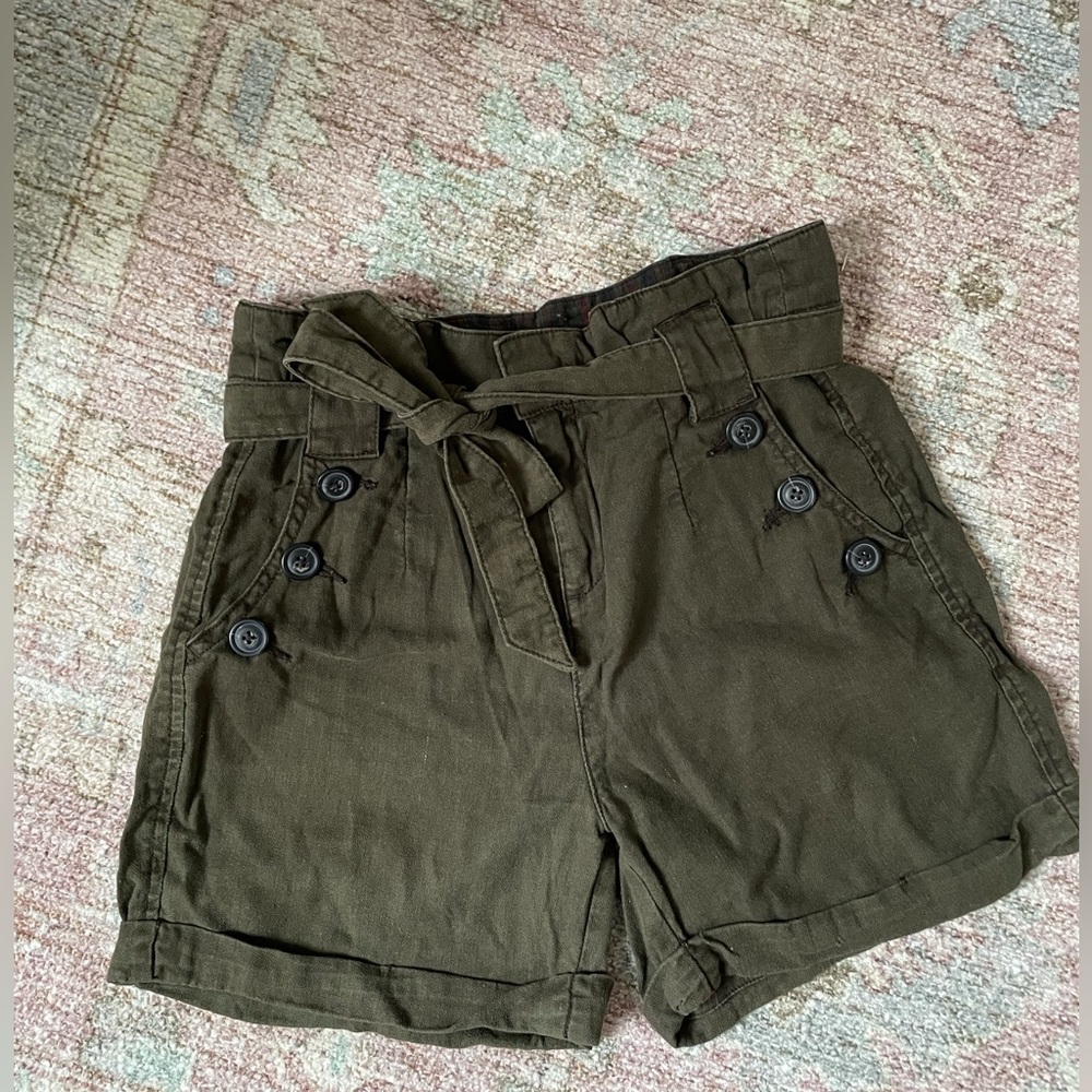 Anthropologie green high waist shorts